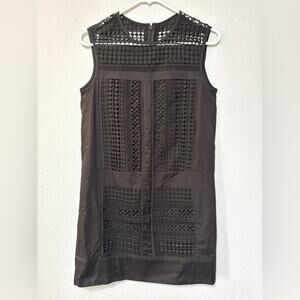 J. Crew NWT Geo Lace Overlay Black Sleeveless Shift Dress XSP